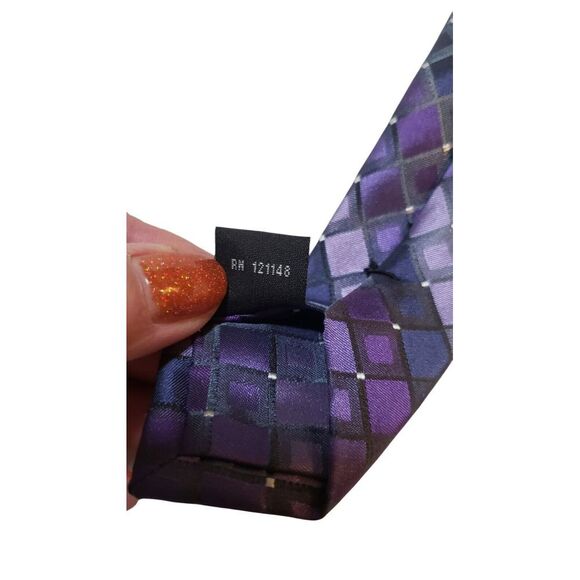 CK Calvin Klein Neck Tie Mens Luxury Purple Geometric Preppy Power Business - Picture 10 of 13